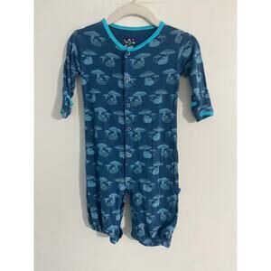 Kickee Pants pajamas baby size 3-6 months blue mouse print bamboo
